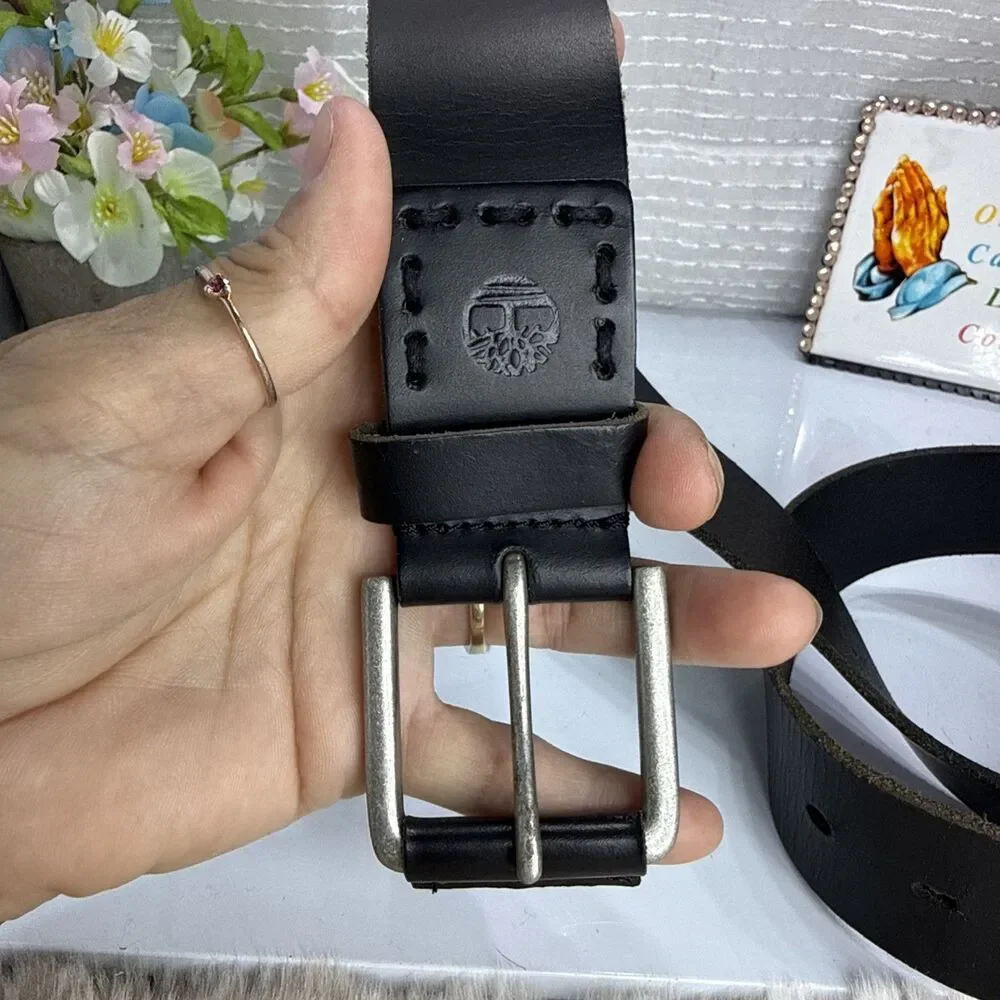 (H) TIMBERLAND Genuine Leather vintage black  belt , size 32